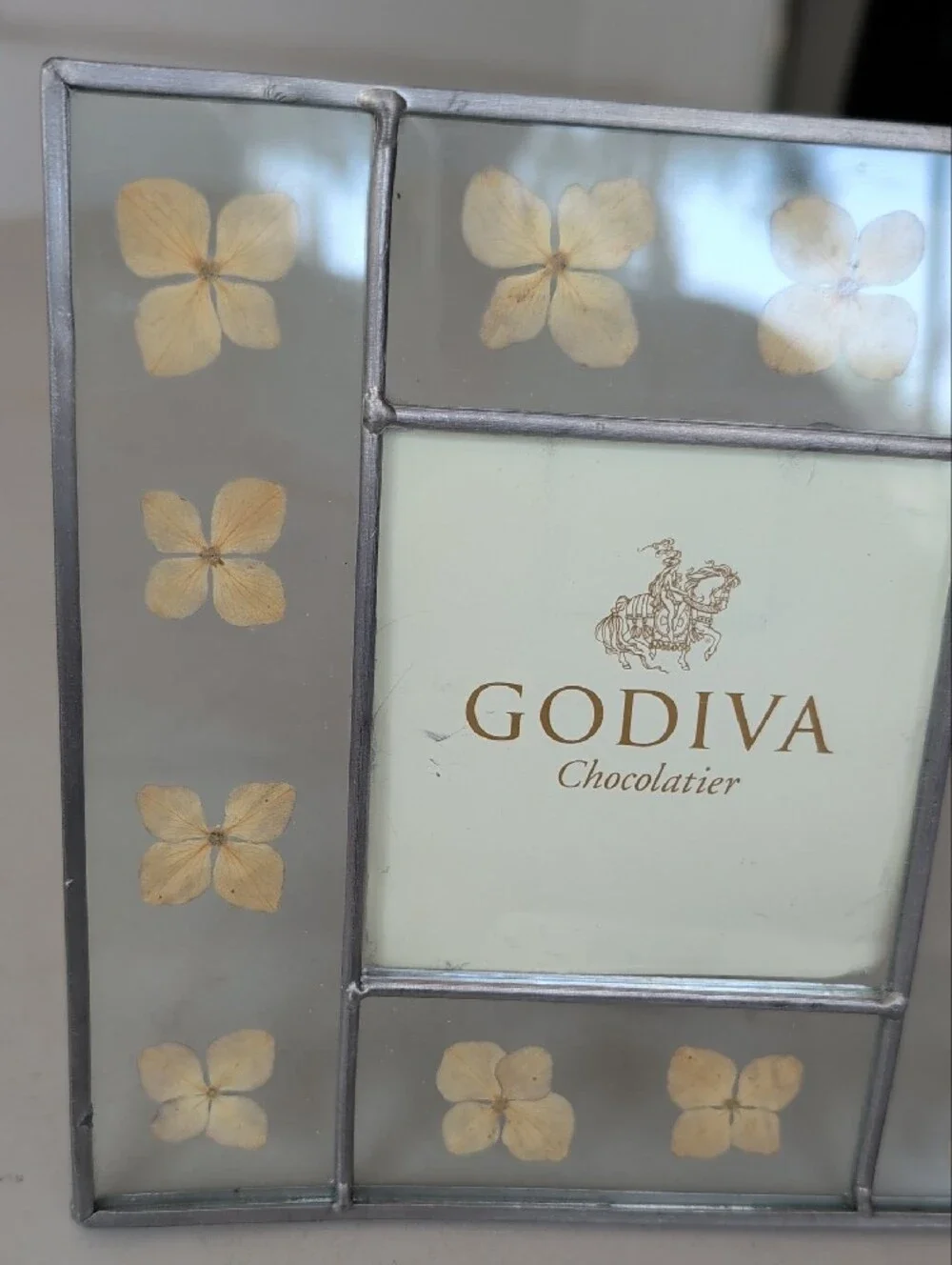 Godiva Decorative Pressed Flowers Floral Glass Picture Frame